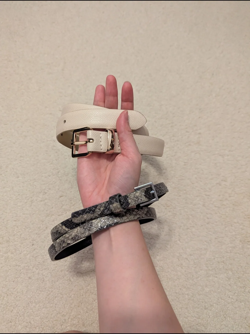 Set Of 2 Faux Leather Belts
